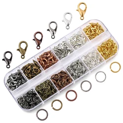 A Set Jewelry Findings 4mm/5mm/6mm/8mm/10mm Open Jump Rings Split Rings Lobster Clasps 6 colors hooks Jewelry Making Supplies