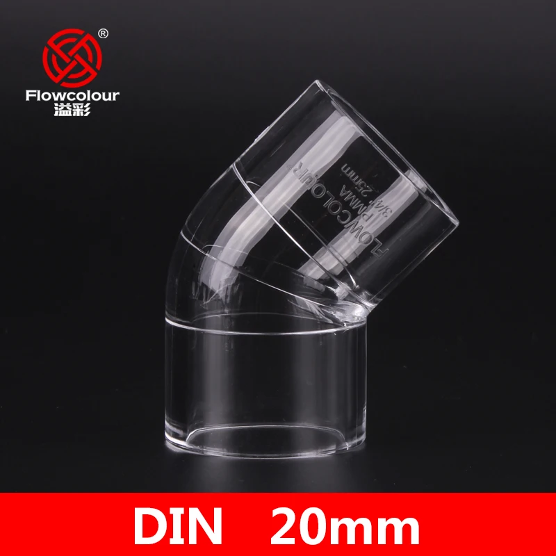 

Прозрачные Акриловые трубные соединения Flowcolour 20 мм, Соединитель с углом 45 градусов, принадлежности для аквариумов