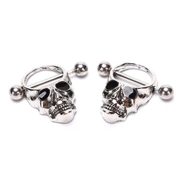 1PCS Nipple Piercing Women Lady Fashion Stainless Steel Skull Bars Ring Jewelry