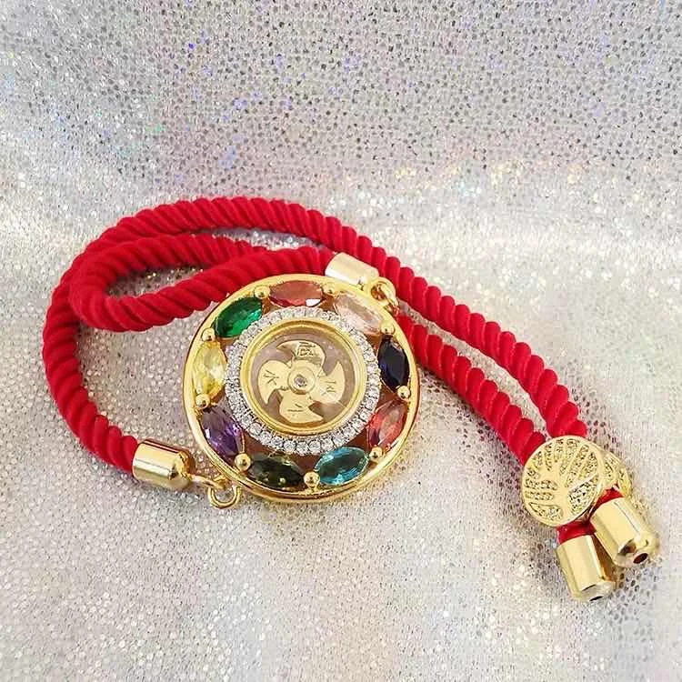 Red Rope Woven RotatabIe WInd FIre WheeI GeometrIc CIrcIe Safe AdjustabIe BraceIet Iuxury HIgh QuaIIty For Men And Women