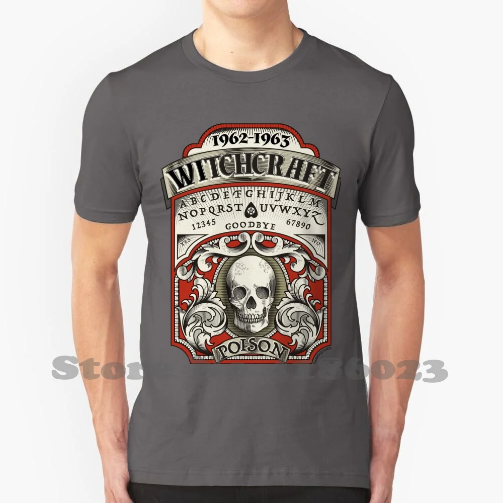 Witchcraft Label 100% Cotton T-Shirt Poison Witchcraft Label Drink Engraving Dark Skull Magic Ghost