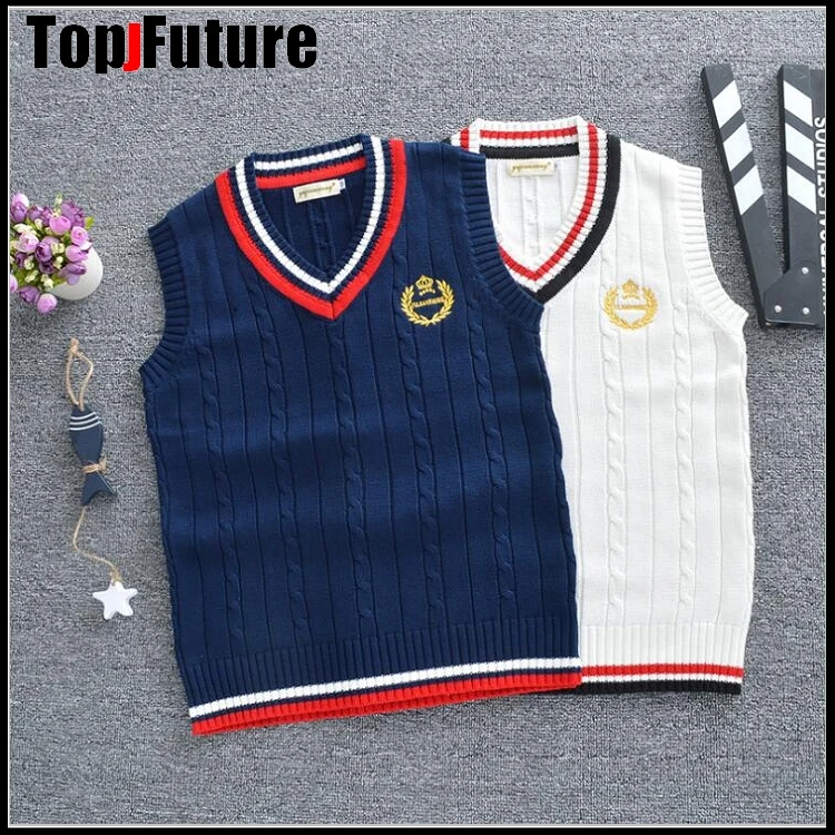 knitted vest crown embroidery JK uniform student uniform vest class uniform graduation photo clothing school Uniform Cardigans