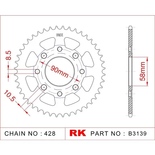 Kymco CK 125 PULSAR RK Steel Rear Sprocket B3139-39 (2001-2005)