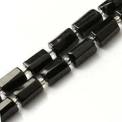 Natural Black Tourmaline Stone Beads Cylinder Shape Loose Beads for DIY Jewelry Making Bracelet Charms Accessories 7.5inch