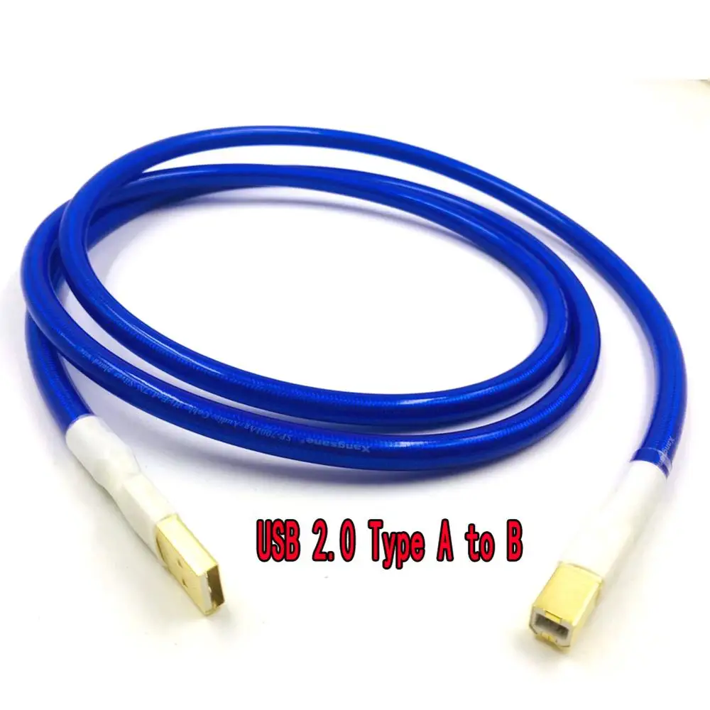 TOP-HiFi 7nOCC plateado trenzado USB 2,0 tipo A B Cable de interconexión macho tarjeta de sonido USB DAC toUSB cable de Audio Digital