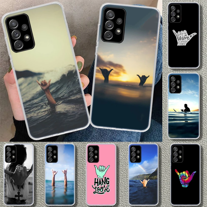 Surfer Surf Hang Loose Shaka Phone Case for Samsung Galaxy A15 A25 A35 A55 A14 A24 A34 A54 A04S A13 A23 A33 A53 A03S A52 A12 A22