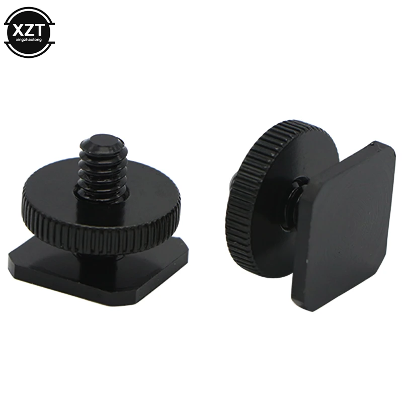 Professional 1/4" Dual Nuts Tripod Mount Screw Black to Flash Hot Shoe Adapter Stand for Camera Studio Accessory
