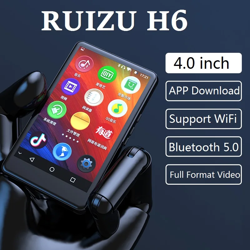 RUIZU H6 Android WiFi MP4 Player: 4 inç Ekran, 16 GB, Bluetooth 5.0 ve Sesli Yardım ile Mükemmel Medya Deneyimi