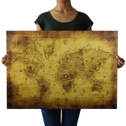 Large 72.5X51.5cm Vintage The Old World Map Poster Home Decor Retro Kraft Paper Wall Sticker Room Decor Posters Gifts