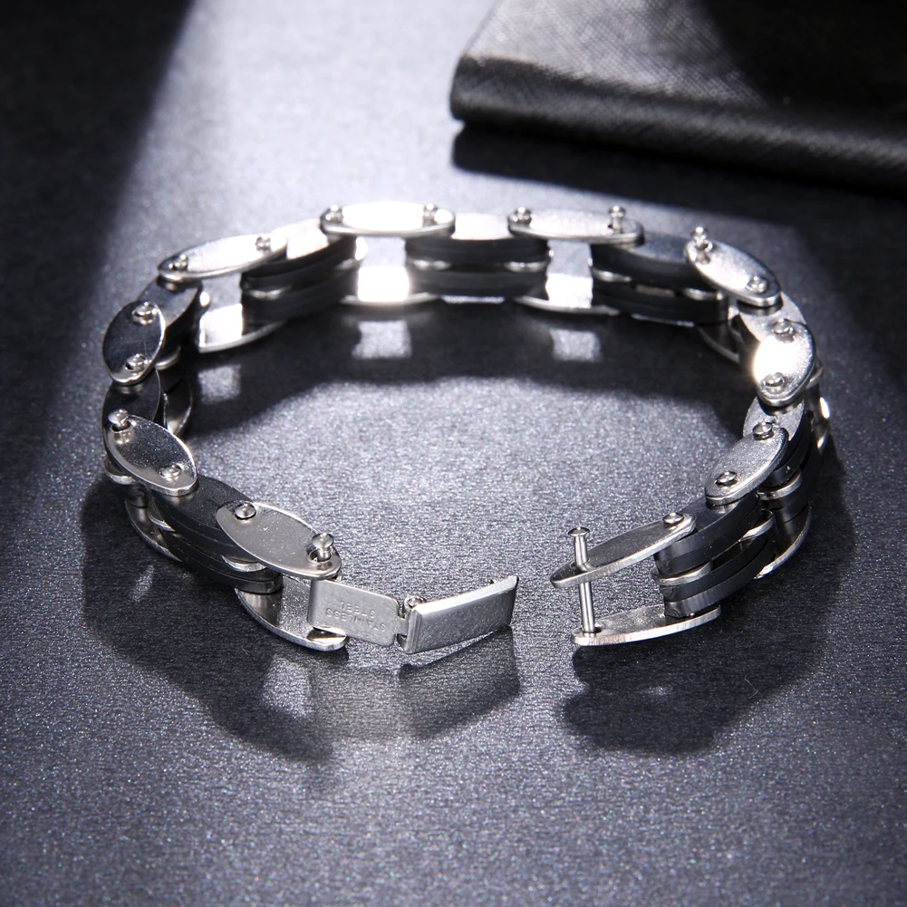 2024 Trend Jewelry Classical Stainless Steel Bicycle Chain Bracelet Combination Cuff Bracelet Men\'s Gift Accessories