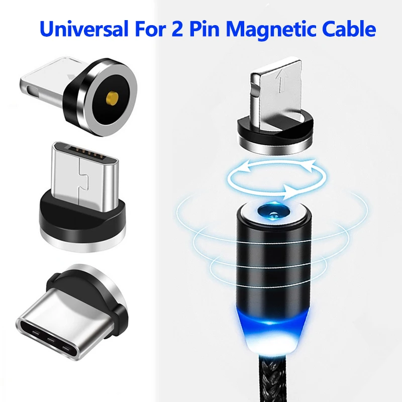 6Pcs Magnetic Tips for Round Magnetic Cable Micro USB Type C Magnet Replacement Parts Mobile Phone Dust Plug Adapter for iphone