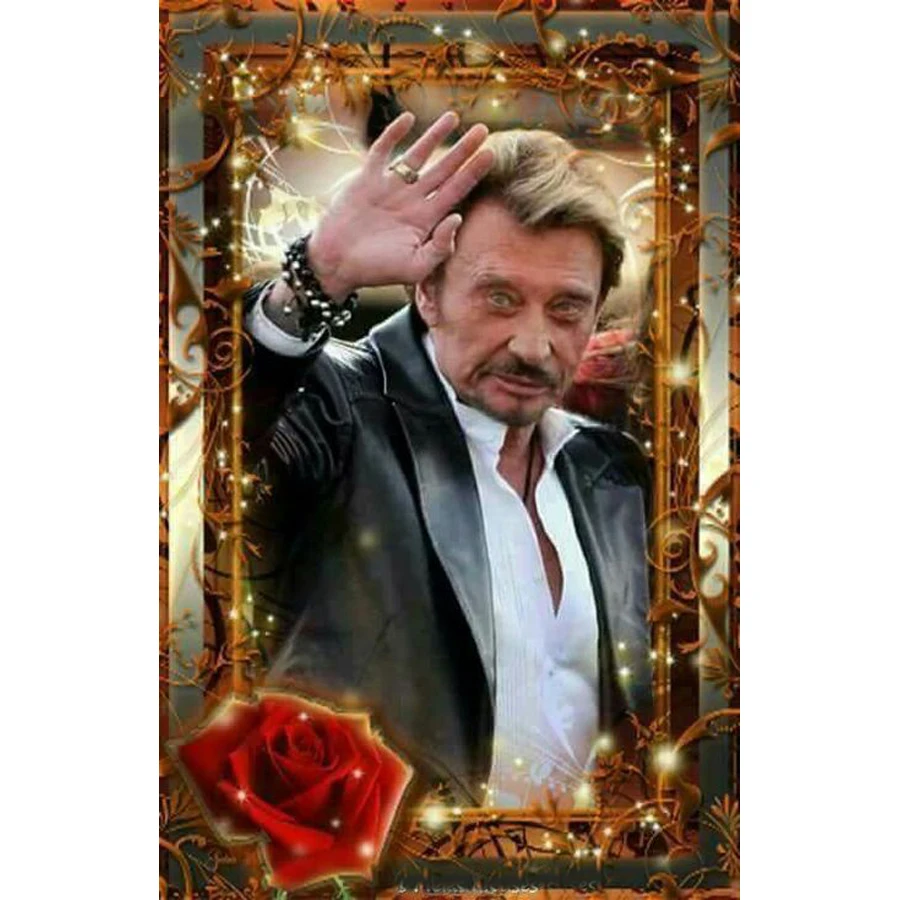 5D fai da te diamante ricamo a punto di cristallo quadrato e rotondo set di diamanti decorativo fai da te rosa Johnny Hallyday diamante pittura di