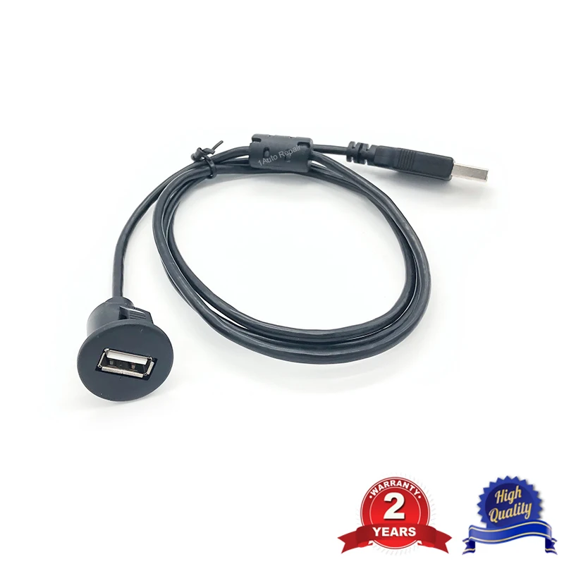 USB Cable Car Dash Board Mount USB2.0 Male to Female Socket Extension Panel Plug 1meter