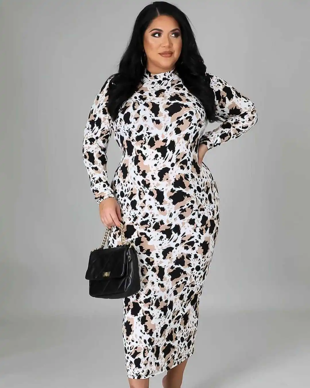

XL-5XL 2022 fall clothes for women plus size dresses fashion printing slim long sleeve casual dress Wholesale dropshopping