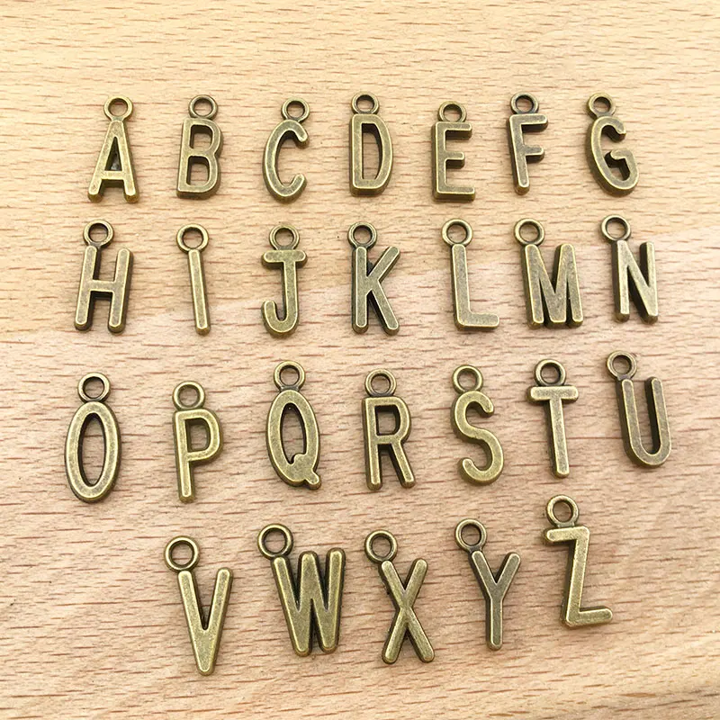 

10pcs/lot 5x15mm Antique Bronze A-Z Alphabet Initial Letter Charms Pendant for DIY Necklace Bracelet Jewelry Making Findings