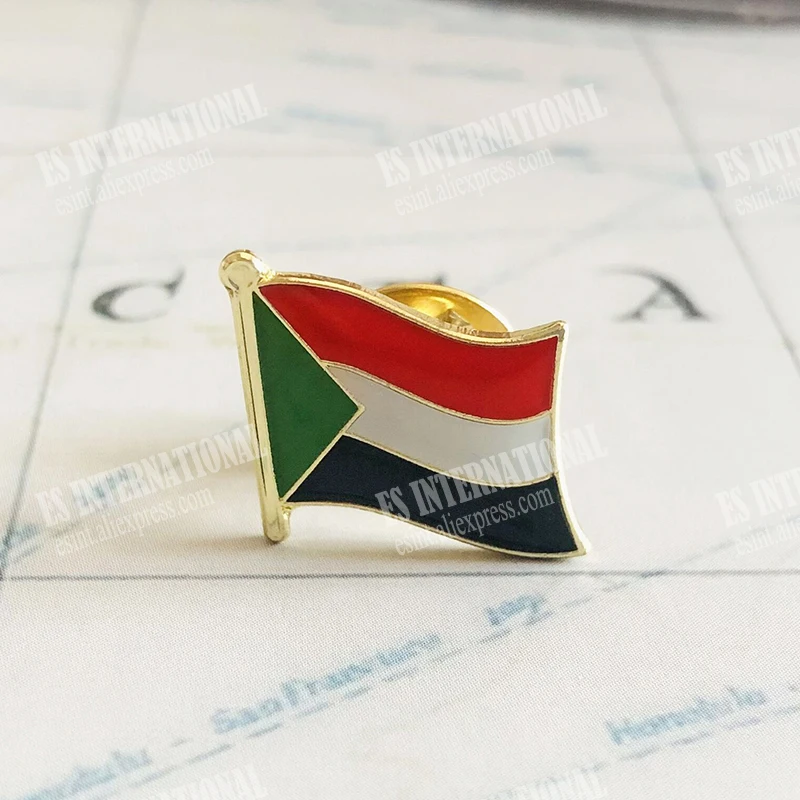 Sudan National Flag Lapel Pins Crystal Epoxy Metal Enamel Badge Paint Brooch  Decoration Souvenir Suit Personality Commemorative