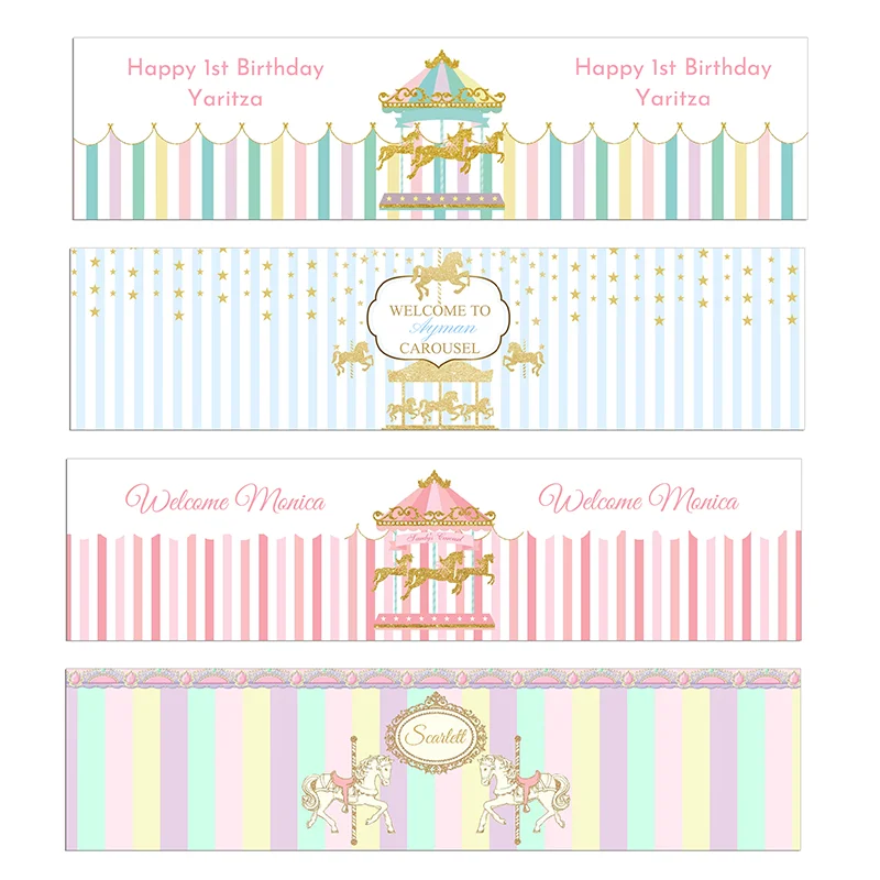 30pcs Carousel Theme Birthday Party Baby Shower Decor Labels Custom Stickers Personalized Sticker