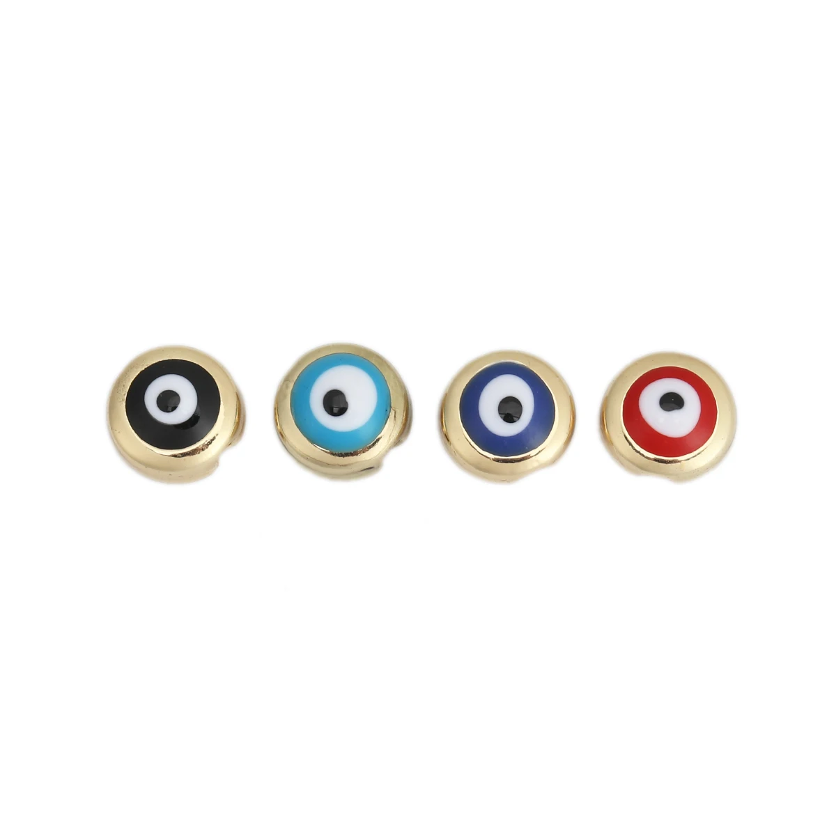 

10 PCs Enamel Evil Eye Pattern Round Spacer Beads Zinc Based Alloy Round Beads Gold Color About 8mm Dia. For DIY Jewelry Making