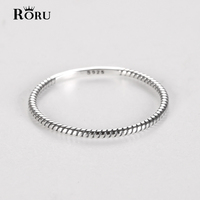 Real 925 Sterling Silver Authentic Minimalist Fashion Trendy Twist Lines Finger Ring for Women Female Wedding Jewelry Gifts
