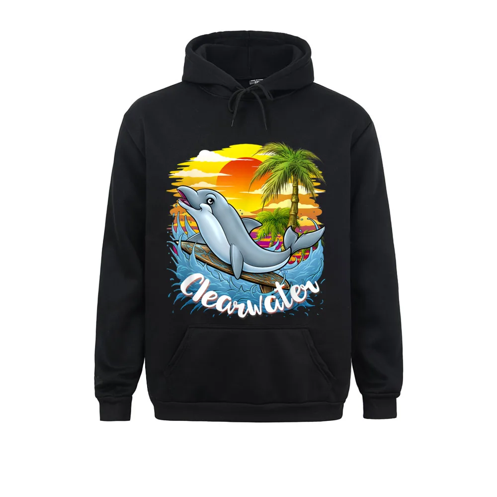 Clearwater Beach Dolphin Florida Spring Break Labor Day Men Hoodies Long Sleeve Printed Clothes Retro Sweatshirts