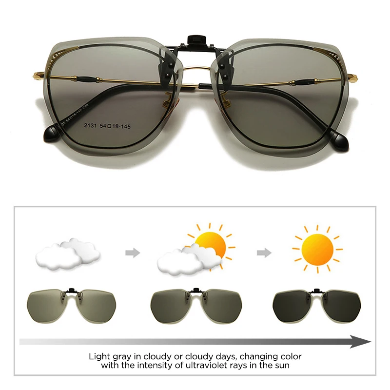 Gafas de sol polarizadas con Clip para hombre y mujer, lentes de conducción fotocromáticas con espejo, gafas de visión nocturna