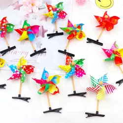 Children 3D Windmill Mini Side Hair Clip Colorful Rainbow Duckbill Hairpin Girls Cute Plastic Barrettes Birthday Party Gift