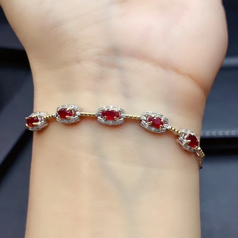 

exquisite ruby bracelet red ruby gemstone bracelet women silver jewelry fine present real natural gem good color christmas gift