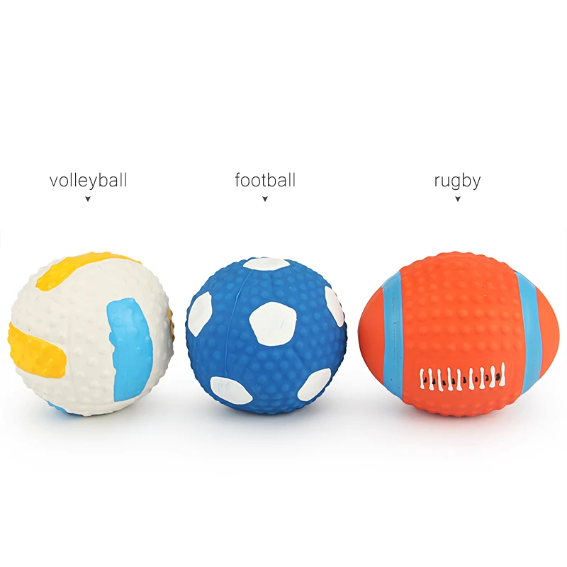 Brinquedo para rugby e pet, bola de látex com som de aperto para animais de estimação, brinquedo de futebol e vôlei