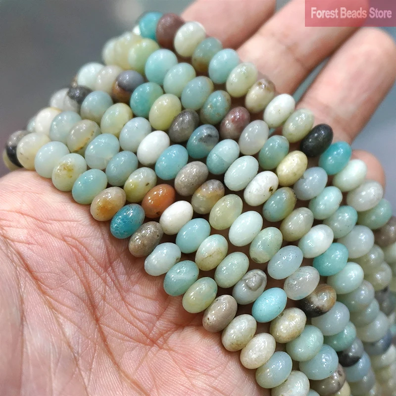 Natural Colorful Amazonite Rondelle Stone Beads Round Loose Spacer Beads For Jewelry Making Bracelet Accessories 15\