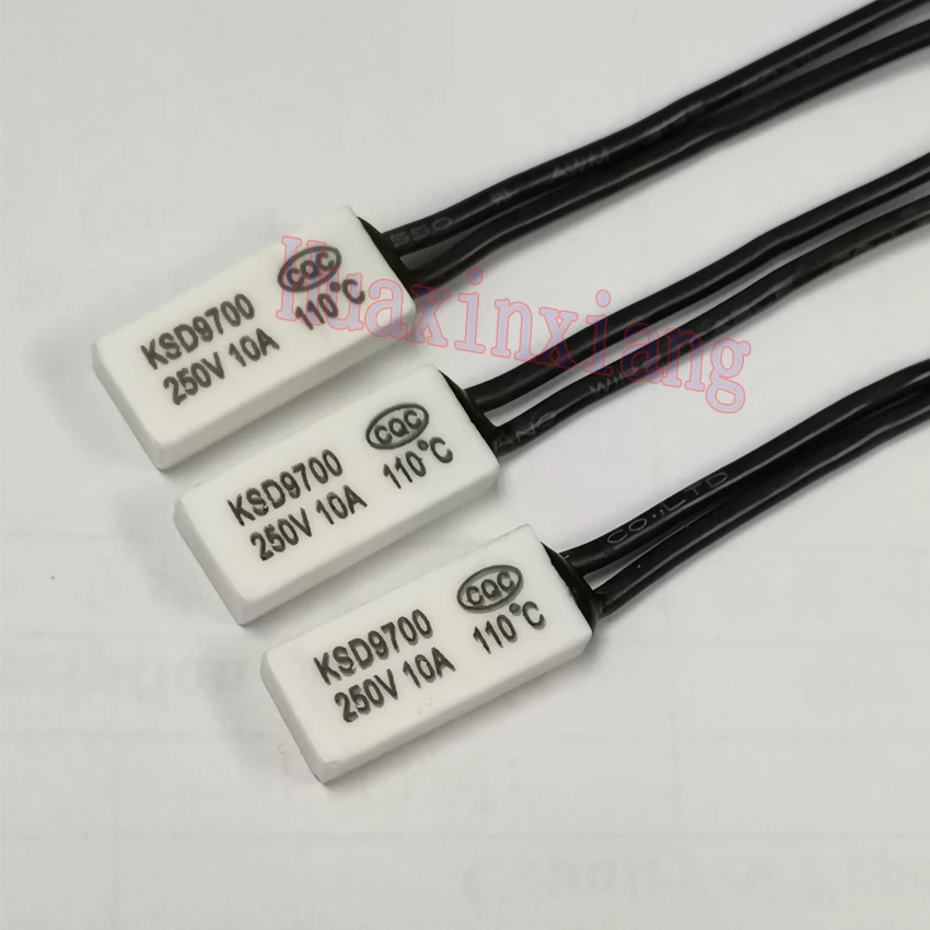 10PCS/Lot Ceramic KSD9700 10A 250V Temperature Switch Normally Closed Thermostat Thermal Protector 40-130 Degree