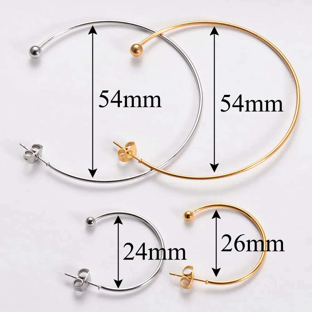 1 Pair Big Circle For Women Hoop Earrings Exaggerated Hoop Ear Loop Smooth Ring Earring Stainless Steel Jewelry