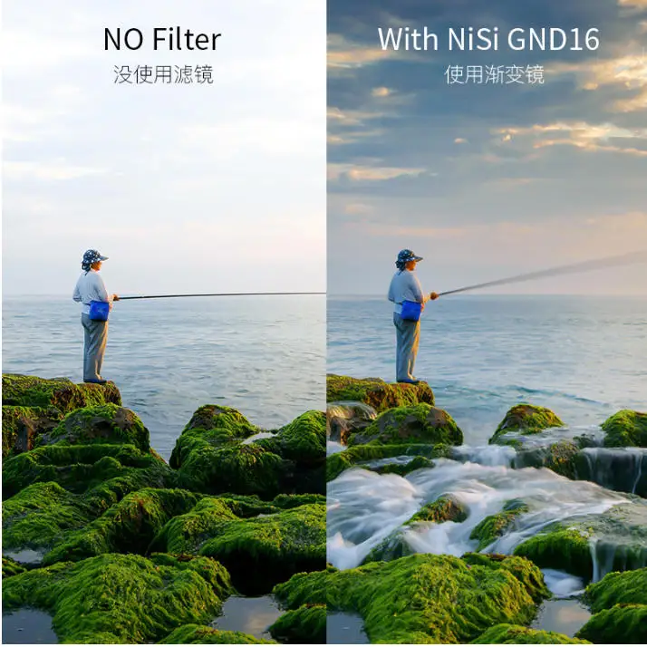 NiSi PRO NC GND 16 GC-GRAY Graduated Neutral Density Filter 49 55 58 62 67 72 77 82 95mm ND16 Gray Filter