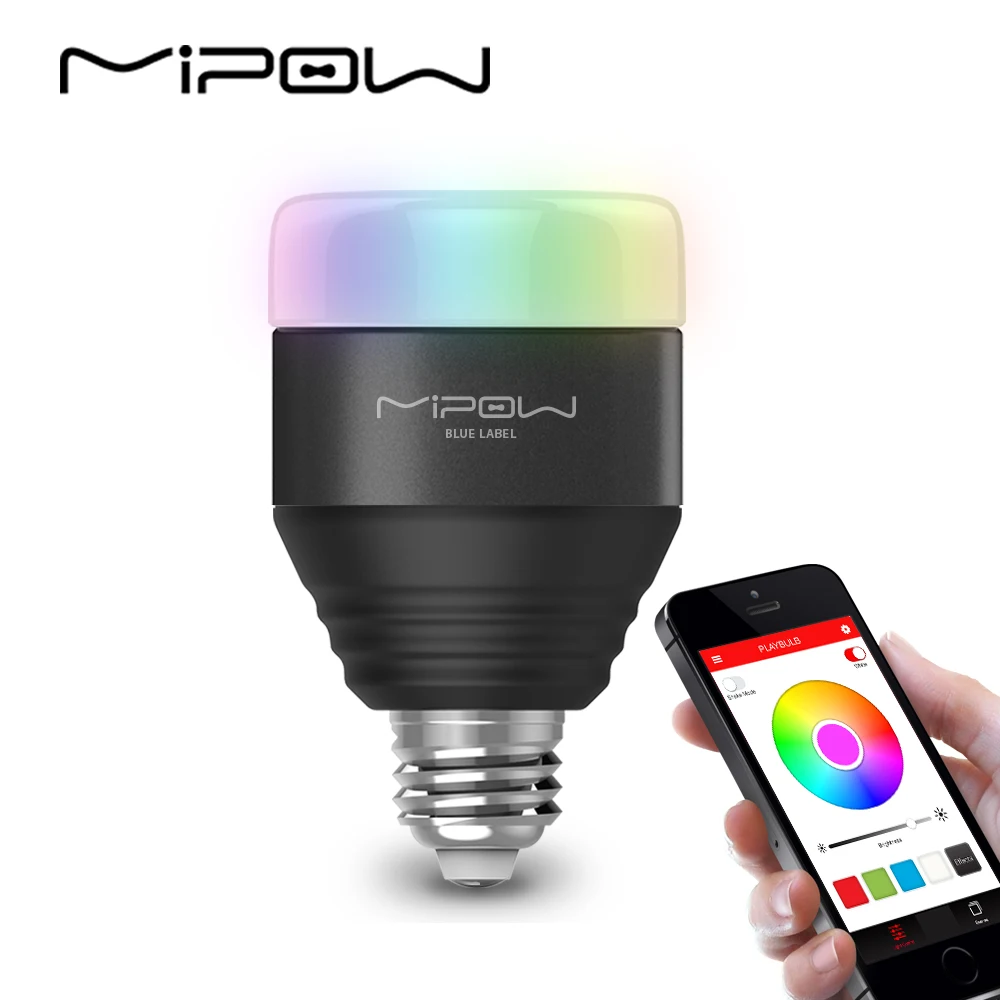 MIPOW-bombilla LED inteligente E26/E27, lámpara mágica regulable con Bluetooth, Control por aplicación, RGB, varios colores