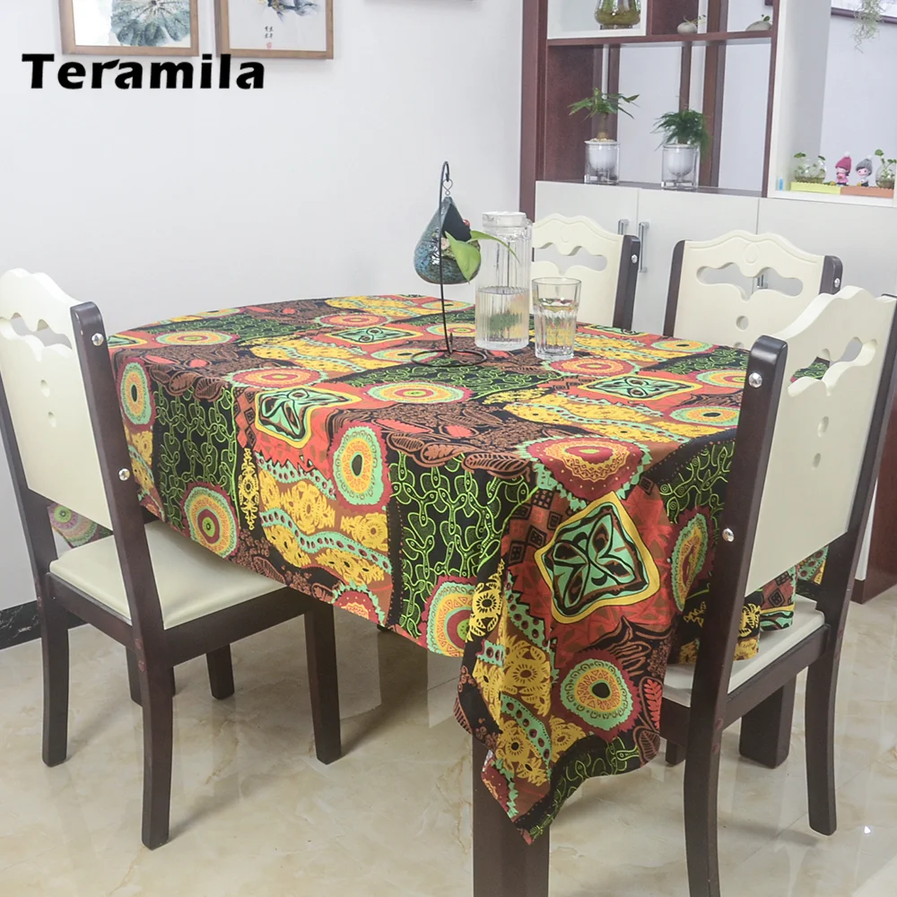 Teramila Customize Hard Cotton Linen Table Cloth for Family Dining Table Cover, Upholstery Fabric with Locked Edges, ≥140cm