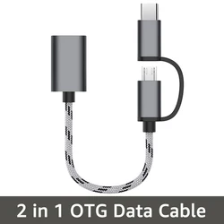 2 in 1 OTG Adapter Type C Micro USB To USB 3.0 Adapter Cable USB-C Data Transfer Cable for Xiaomi Redmi Samsung OTG Connector
