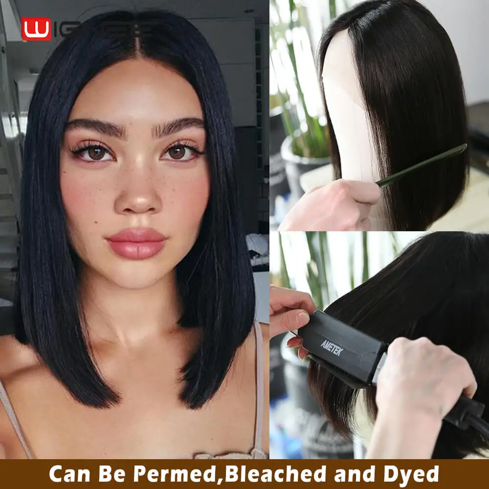 Wignee Lace Part Human Hair Bob Wig For Black Women 150% High Density Glueless Remy Brazilian Short Straight Hair Lace Human Wig