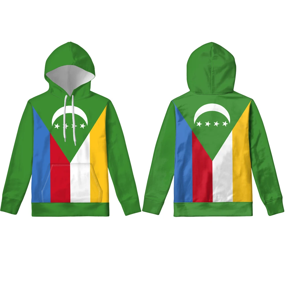 Comoros Zipper Hoodie Free Custom Name Number Team Logo Km Pullover Com Country French Nation Union Des Comores Flag Clothes