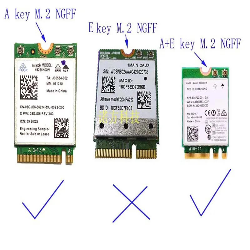 A + E Key Key M.2 NGFF เครือข่ายไร้สายการ์ดเครือข่าย MINI PCIE Card Adapter