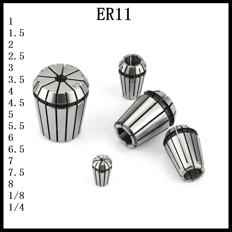 ER11 1mm---8mm , 1/8mm , 1/4mm ER Precision Spring Collet Chuck For CNC Milling Tool Holder Engraving Machine Spindle Motor