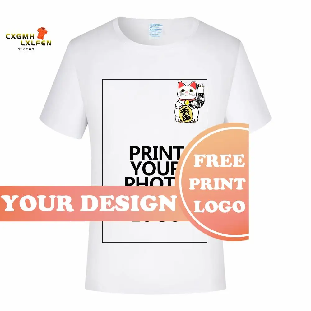 Summer Male Short Sleeve  Casual Tshirt Men Customized Print Your Own Design Logo/Picture Breathable tshirt Plus Size S-4XL