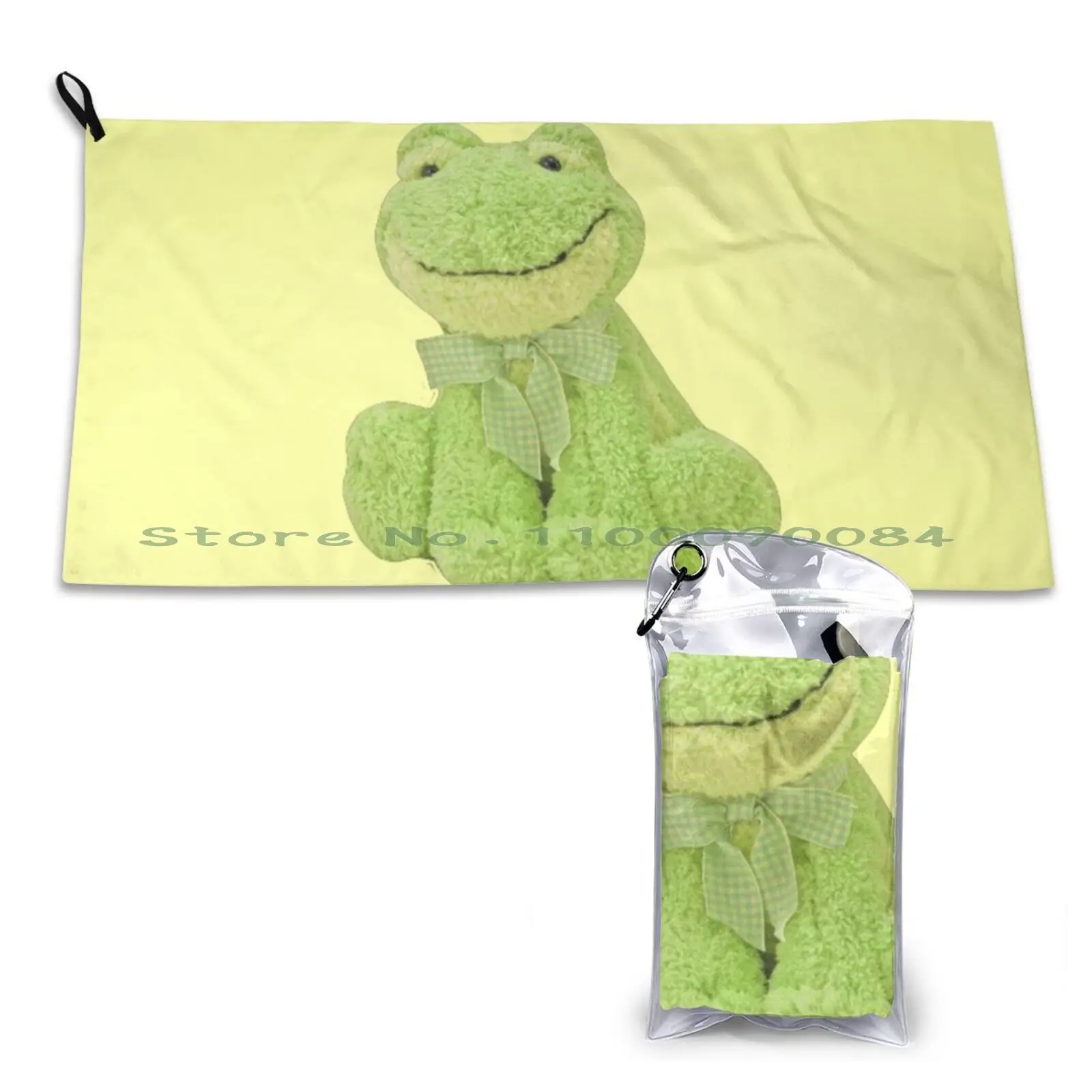 Frog Plushie Quick Dry Towel Gym Sports Bath Portable Kenny Yoga Relaxed Orange Cartoon Animated Pose Fitness Gym Funny Soft