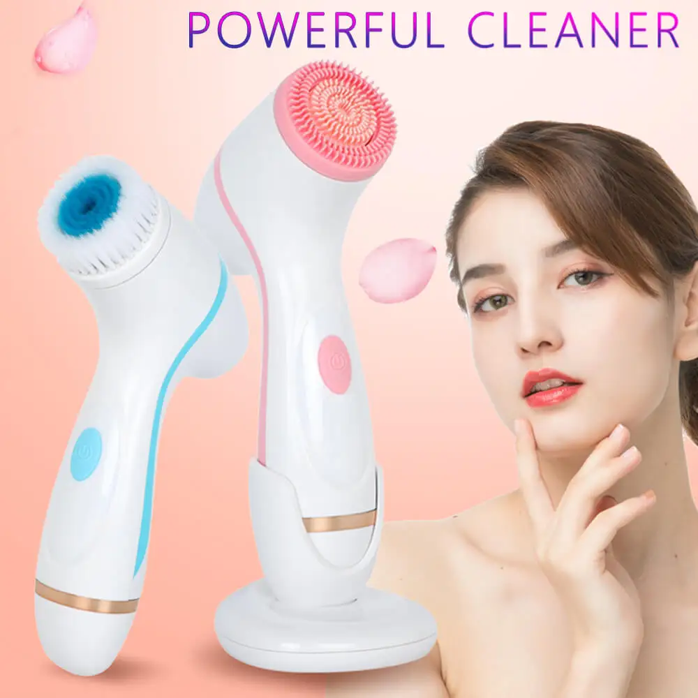 

Электрическая щетка для мытья лица, Очищение лица, бытовая силиконовая щетка для красоты кожи, макияж, очиститель, ультразвуковой набор для удаления черных точек, акне