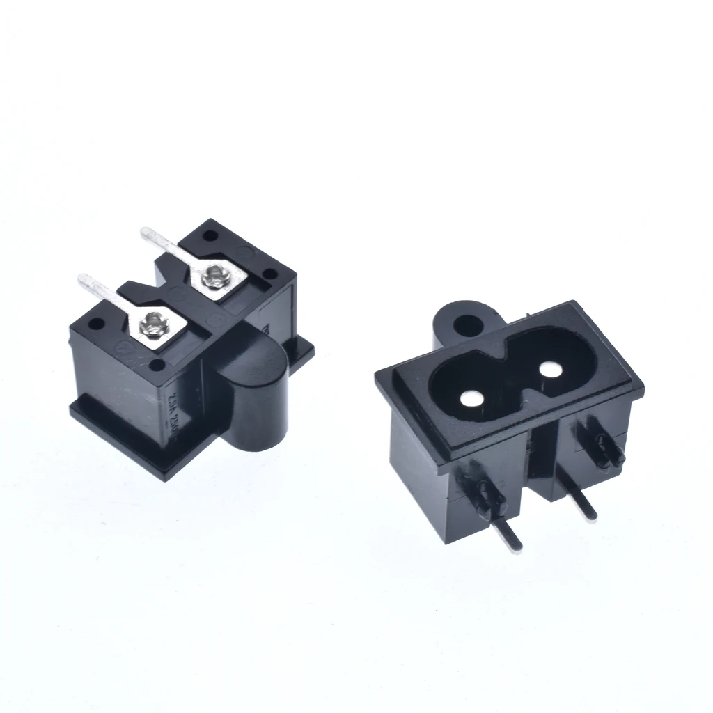 10PCS 2.5A 250V 2Pin IEC320 C8 Inlet Connector Plug  Socket with Screw holes AC Male Power Socket