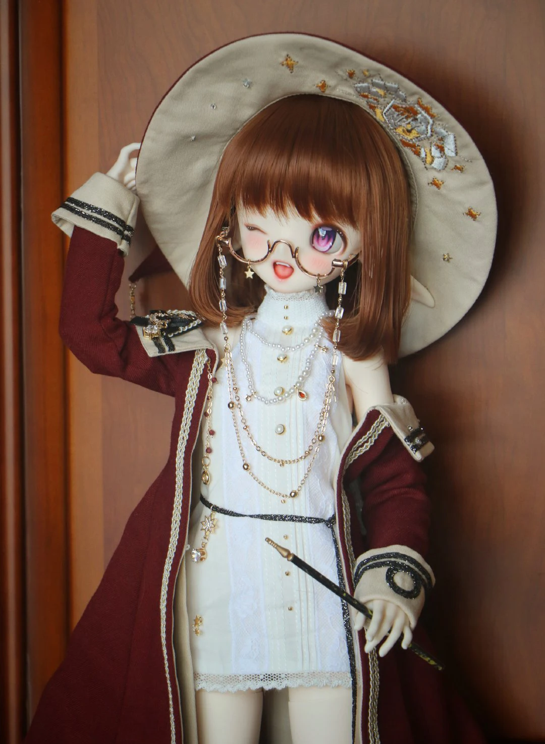 D03-P656 children toy BJD DD SD MSD    1/4 1/6 1/3 doll\'s Photo props Accessoriess gold Half-rim glasses 1pcs