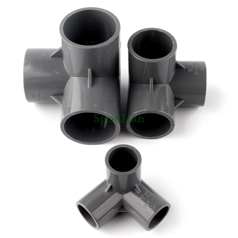 

1~30pcs ID 20~50mm PVC Water Supply Pipe 3D Three-dimensional 3 Ways Connector Irrigation System Aquarium Fish Tank 3 Ways Joint