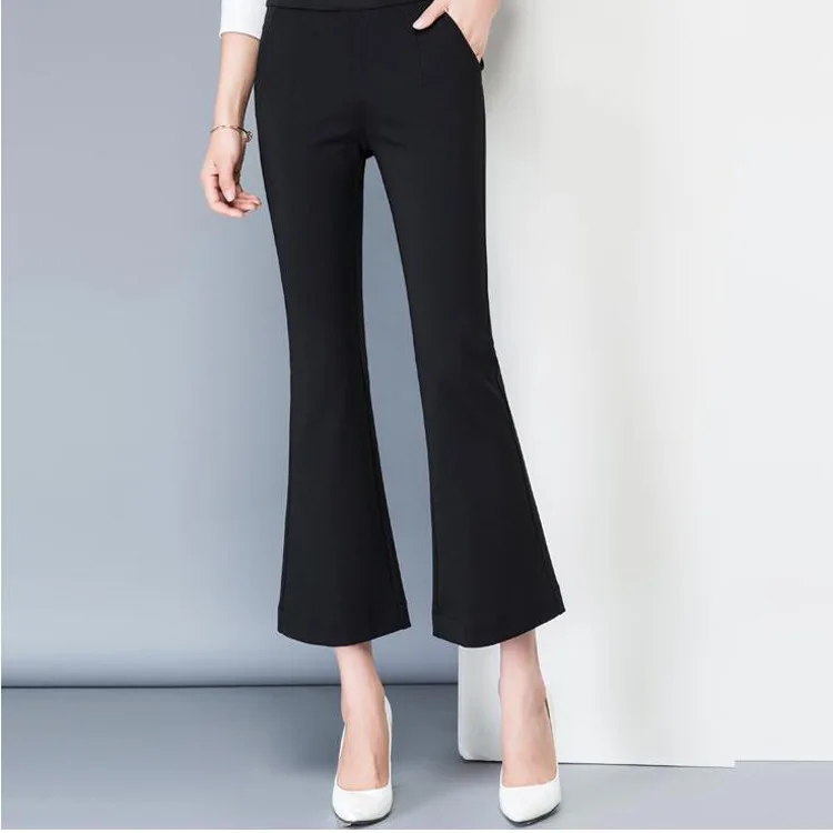 Professional maternity pants High waist Tumor pants 9 points wide leg pants elastic force boot cut pant  Maternity pants