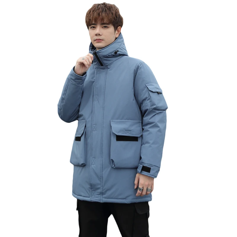 2021 winter new men\'s outfit tooling men\'s leisure down jacket men brand fashion hooded warm casual men coat full sleeve