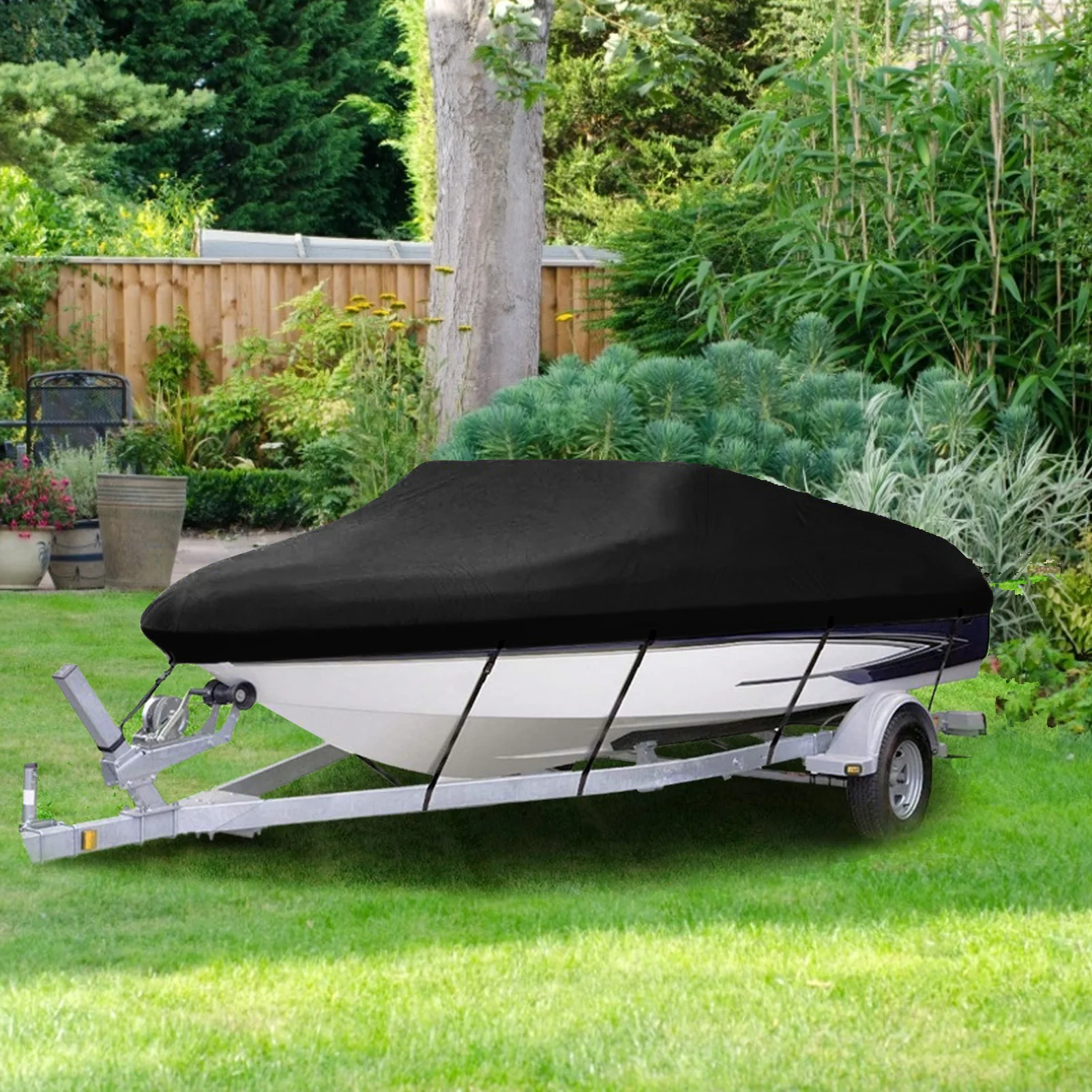 

Boat Cover Waterproof Rainproof Sun Protection Kayak Protector Trailer Fishing For V-shaped 17-19FT /20-22FT Speed Boat