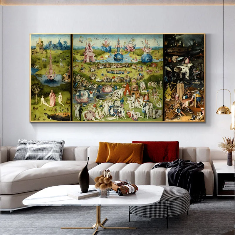 The Garden of Earthly Delight And Hell by Hieronymus Bosch Canvas Painting Wall Art Pictures For Living Room Cuadros Home Decor