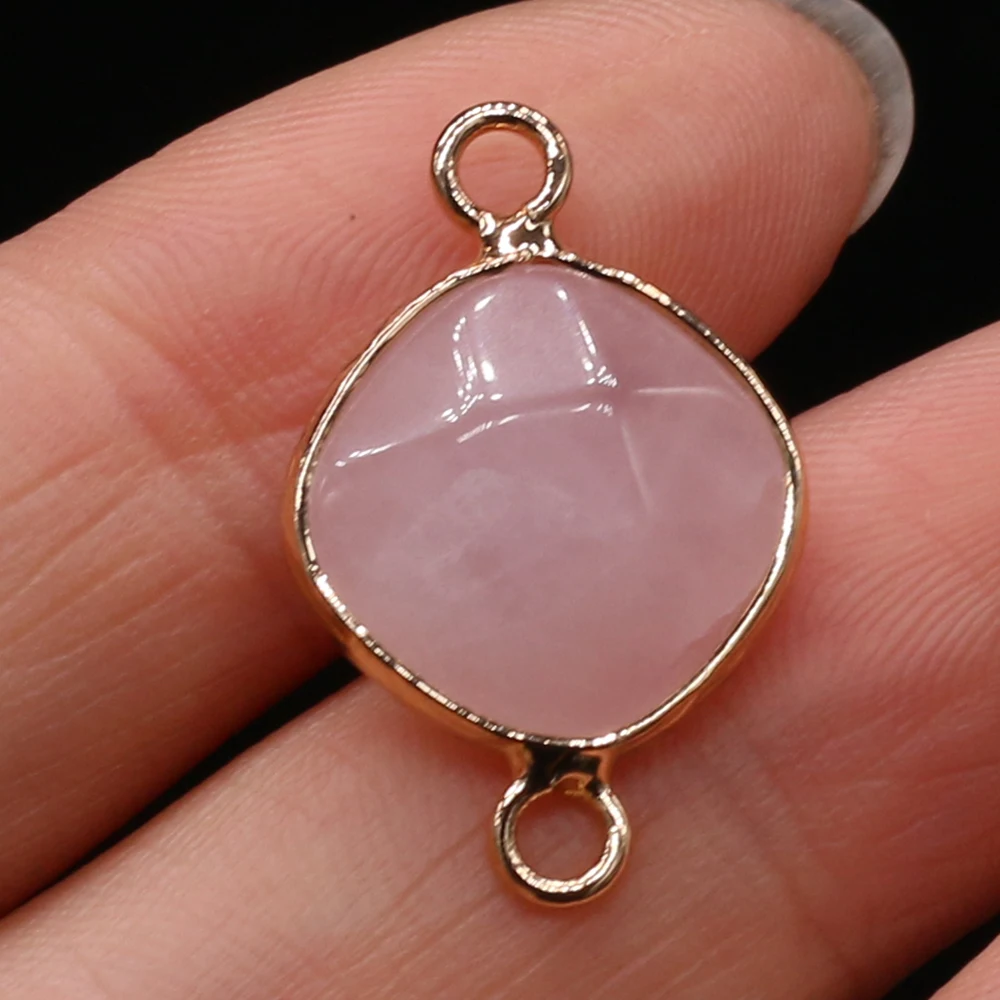 100% Natural Stone Quartz Pendants Gold plated Pink Crystal Connectors for Jewelry Making Diy Necklaces Bracelet Accessories